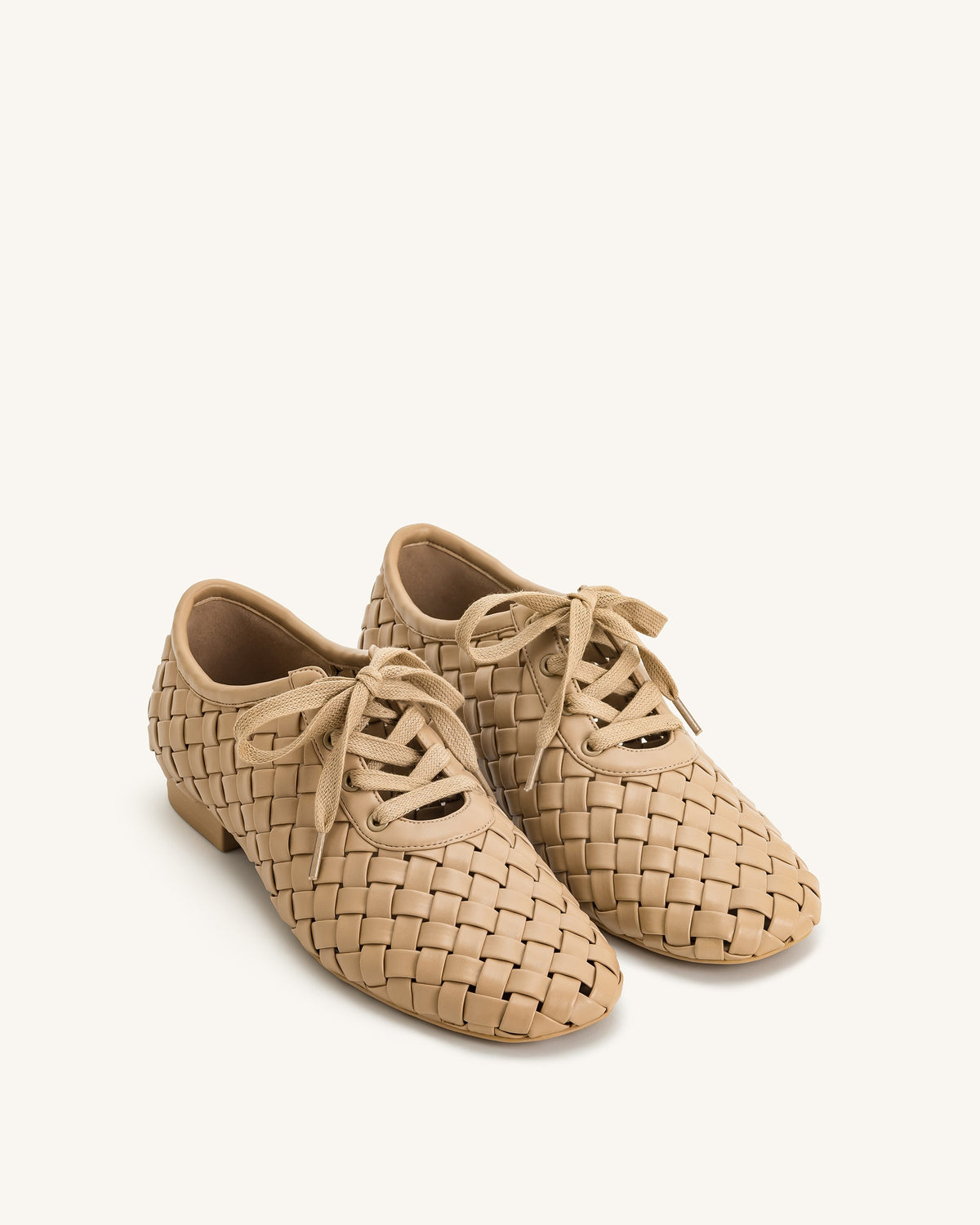 Kayla Weave Strap Flat Shoes - Apricot | JW PEI