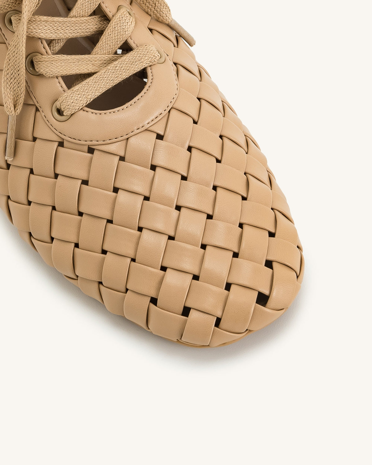 Kayla Weave Strap Flat Shoes - Apricot | JW PEI