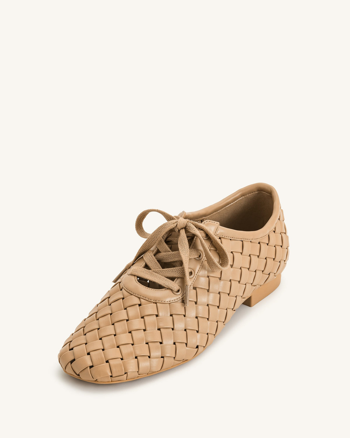 Kayla Weave Strap Flat Shoes - Apricot | JW PEI