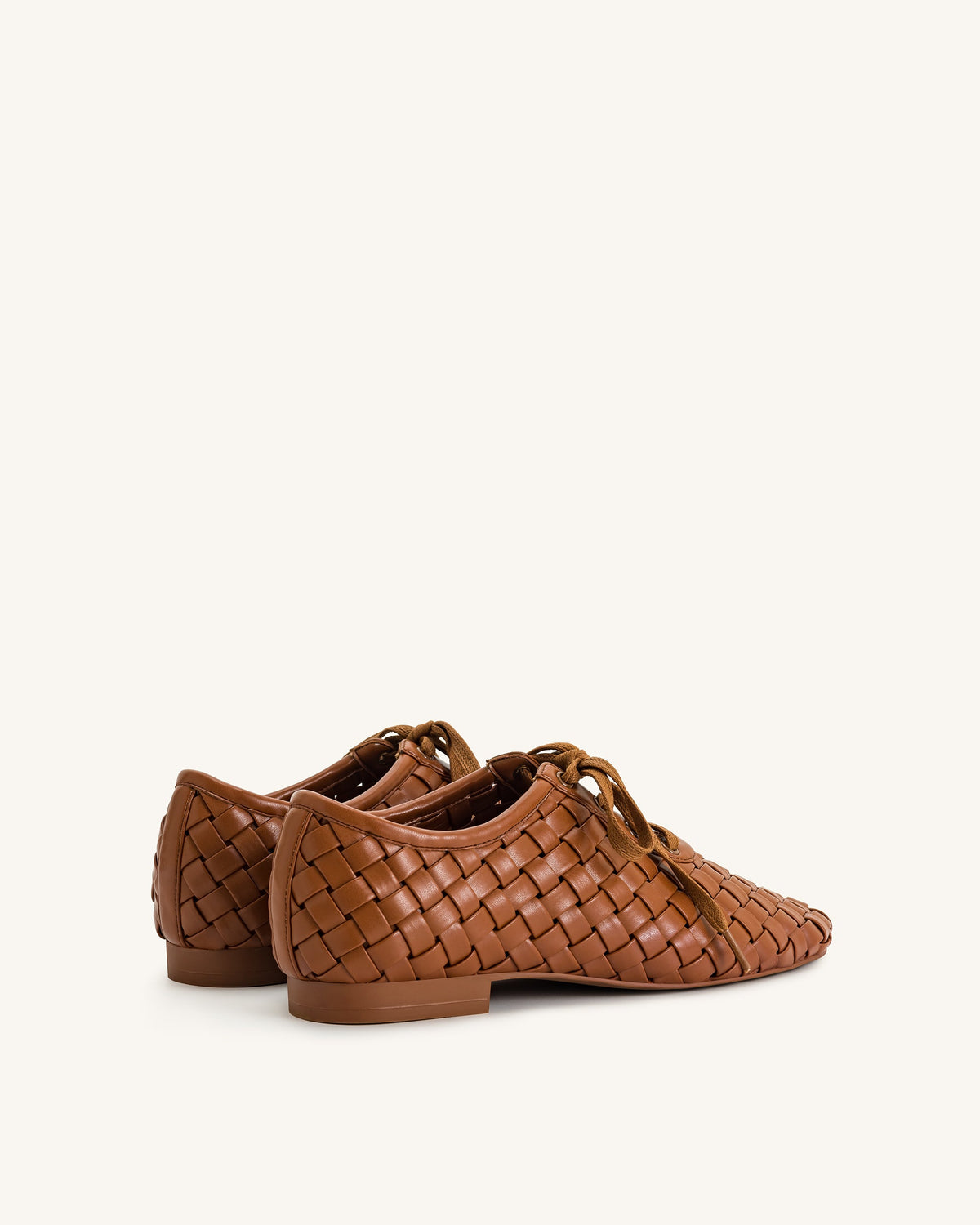 Kayla Weave Strap Flat Shoes - Brown | JW PEI