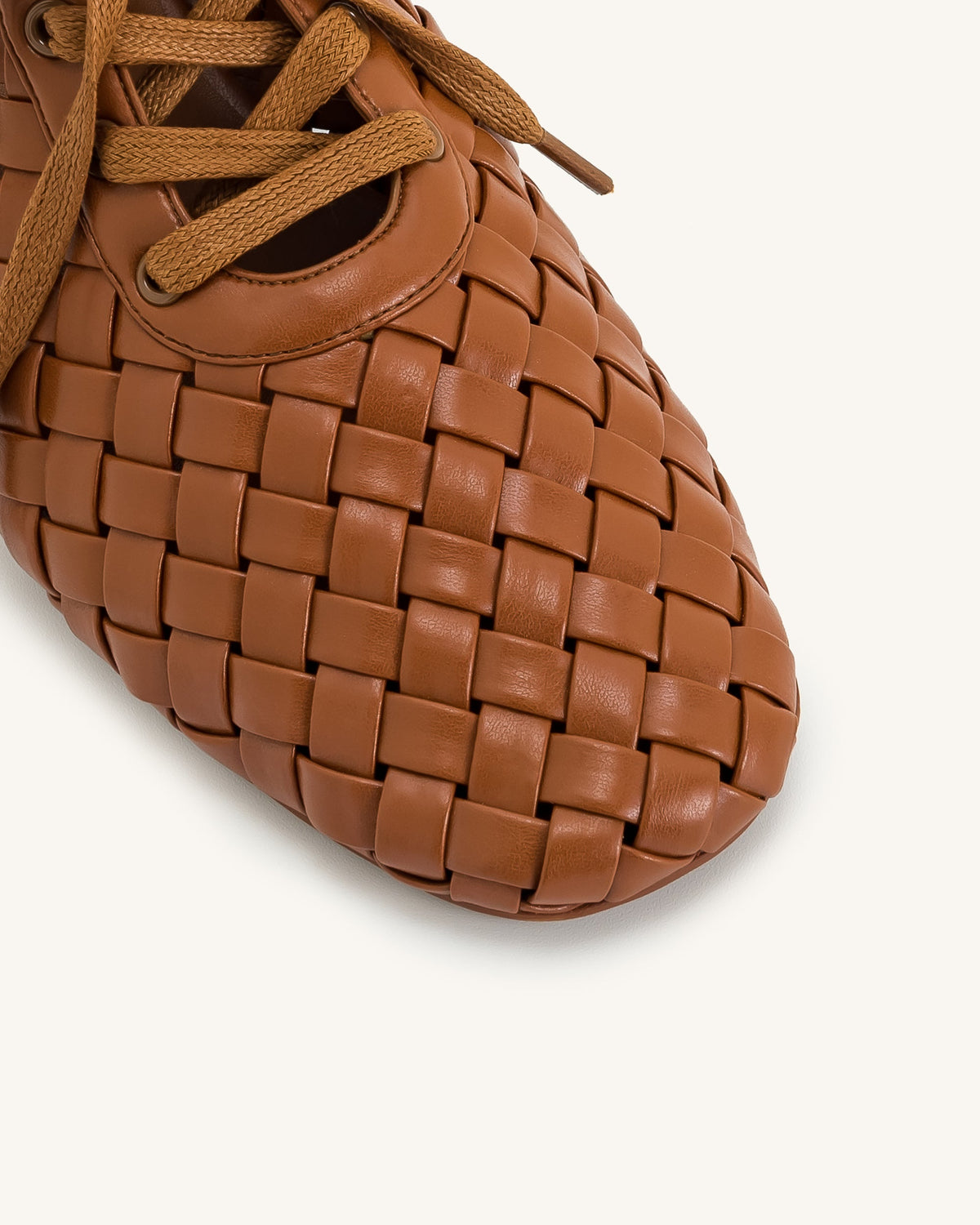 Kayla Weave Strap Flat Shoes - Brown | JW PEI