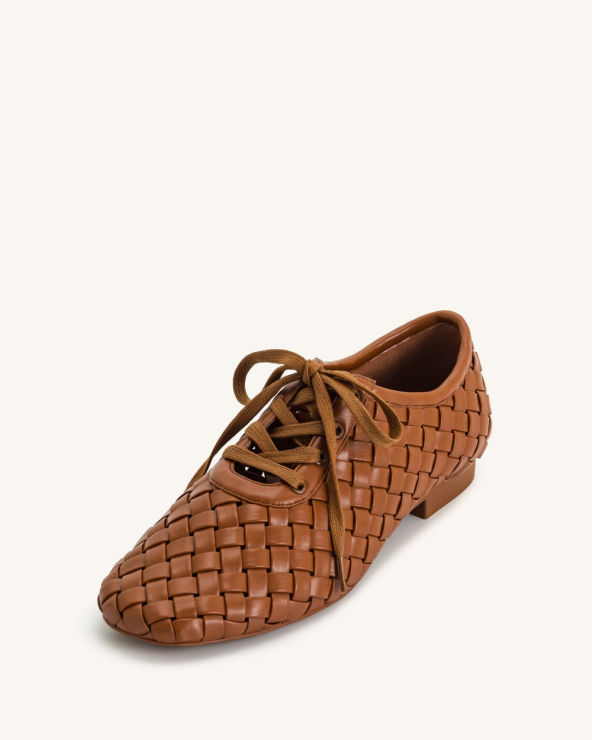 Kayla Weave Strap Flat Shoes - Brown | JW PEI