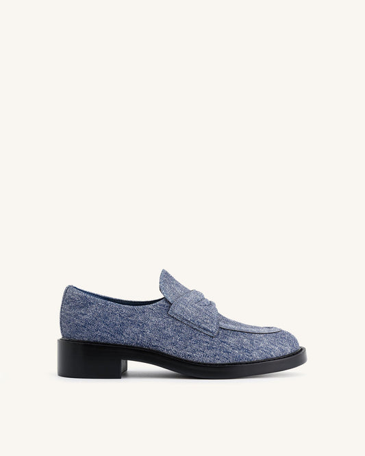 Micah Denim Embossed Chunky Loafer - Blue | JW PEI