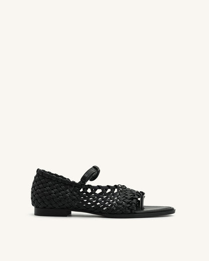 Jocelyn Weave Strap Flip-flops - Black | JW PEI