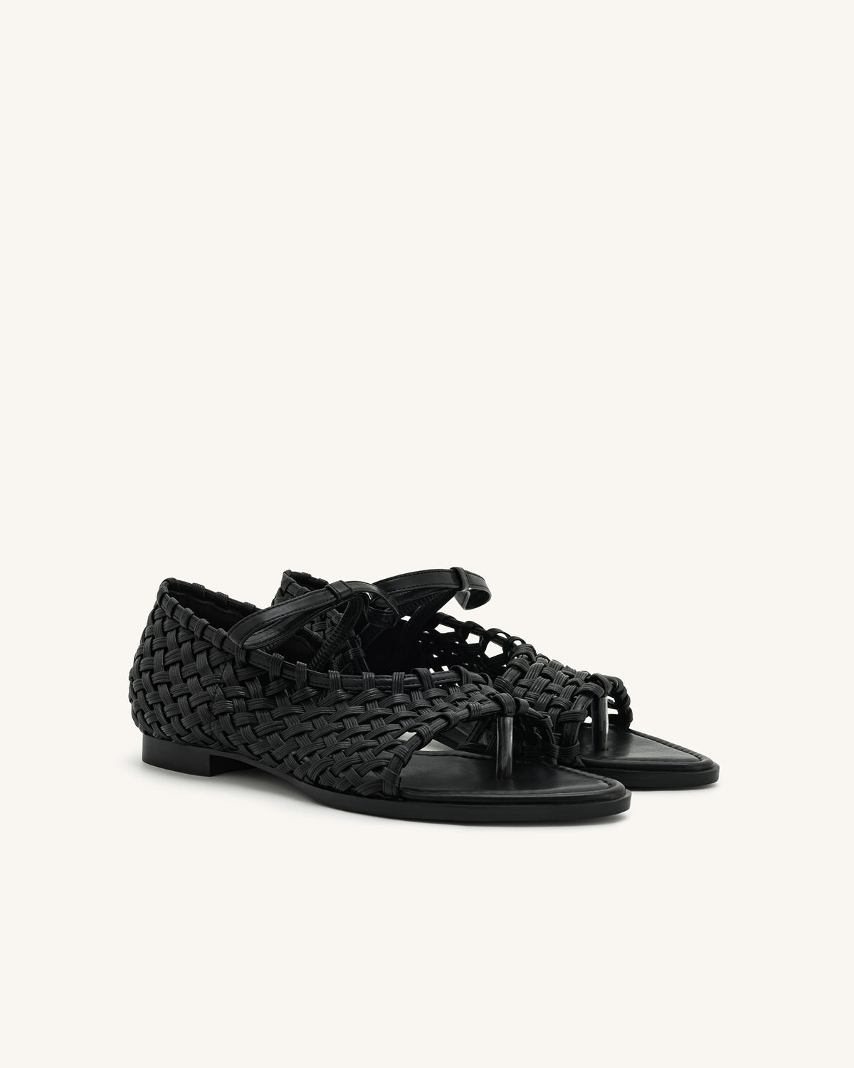 Jocelyn Weave Strap Flip-flops - Black | JW PEI