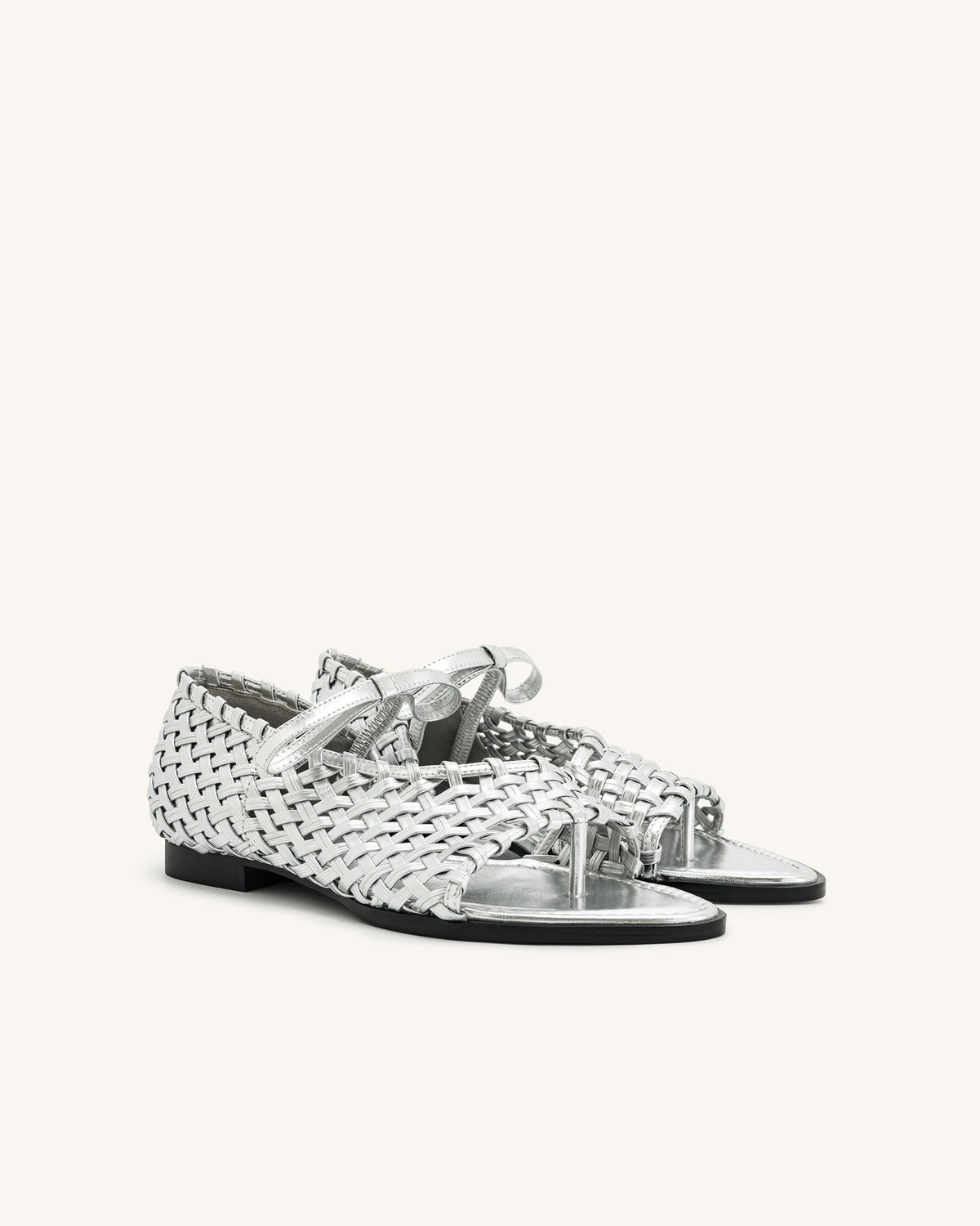 Jocelyn Weave Strap Flip-flops - Silver | JW PEI