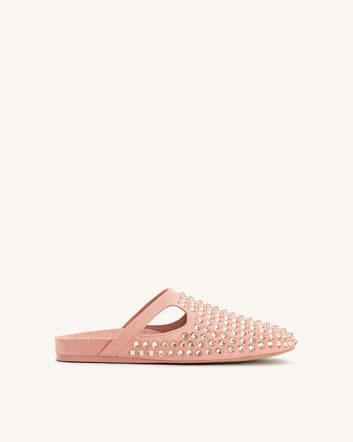 Athena Artificial Crystal Flat Mules - Pink Beige | JW PEI
