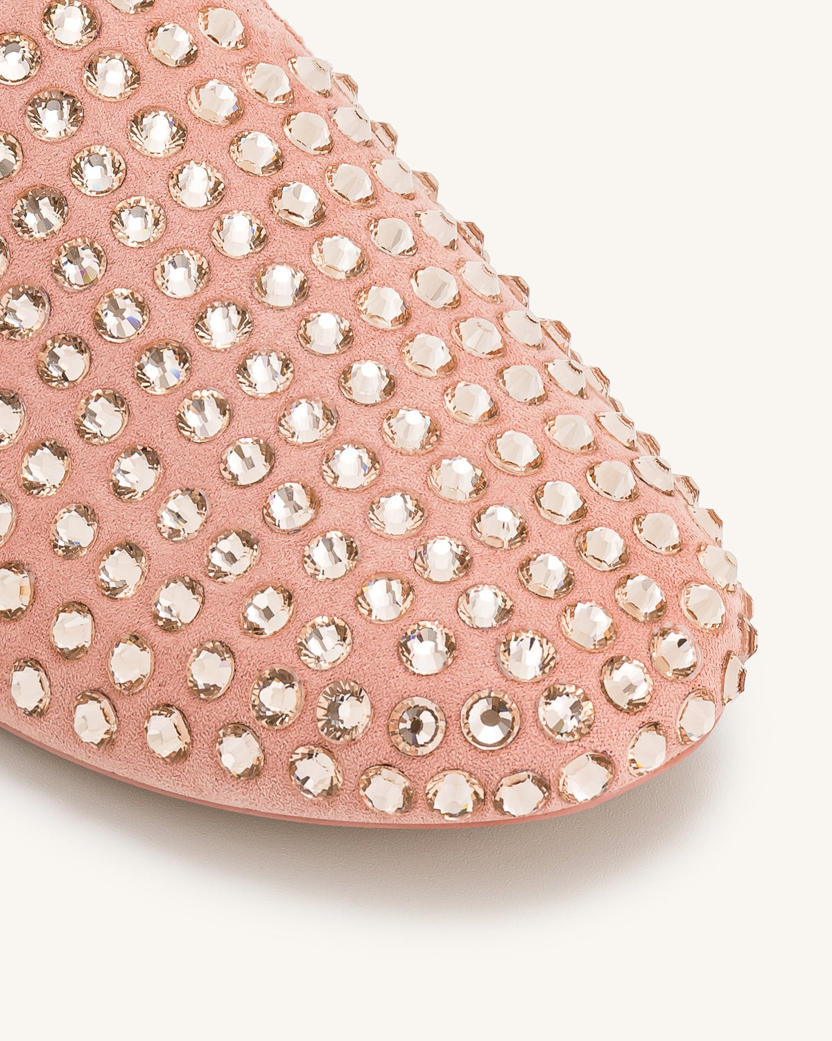 Athena Artificial Crystal Flat Mules - Pink Beige | JW PEI