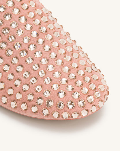 Athena Artificial Crystal Flat Mules - Pink Beige | JW PEI