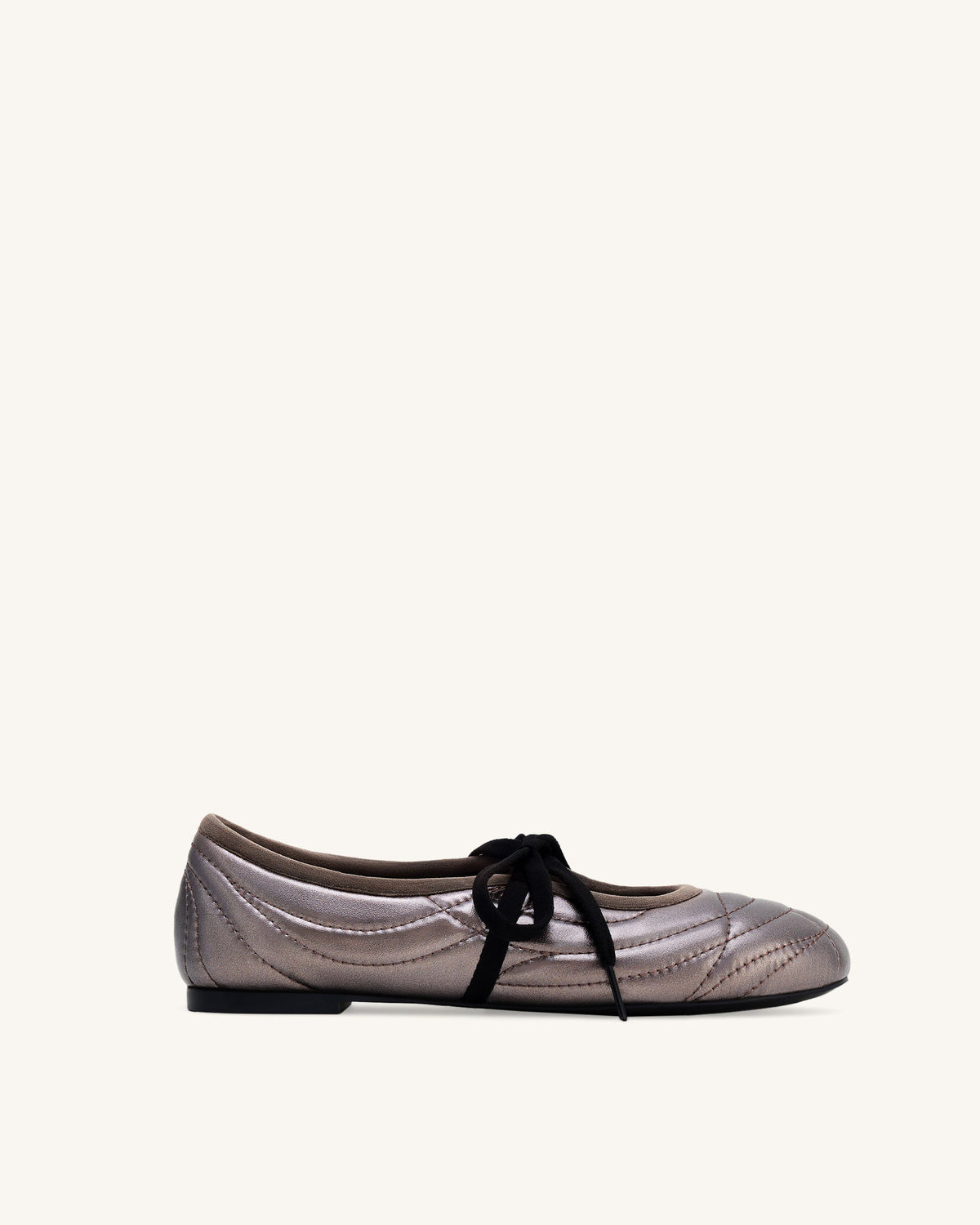Erika Topstitching Lace-up Ballet Flats - Dark Brown | JW PEI