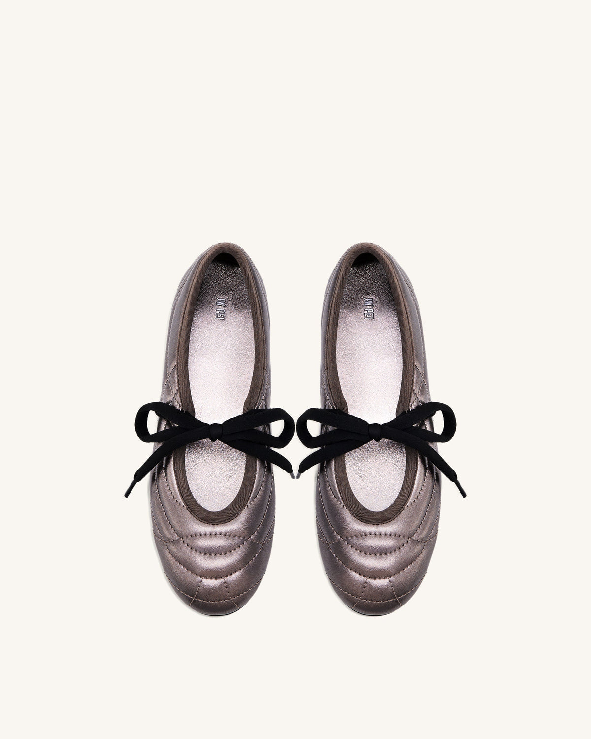 Erika Topstitching Lace-up Ballet Flats - Dark Brown | JW PEI