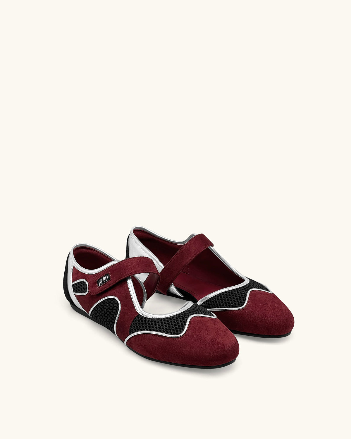 Zoe Mary Janes Flats – Burgundy Black | JW PEI