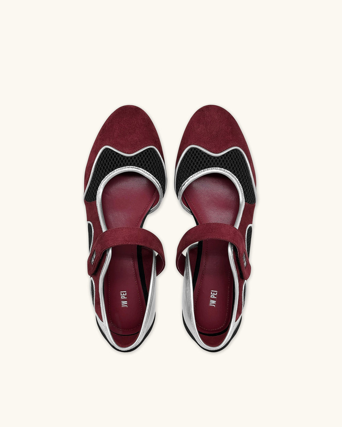 Zoe Mary Janes Flats – Burgundy Black | JW PEI