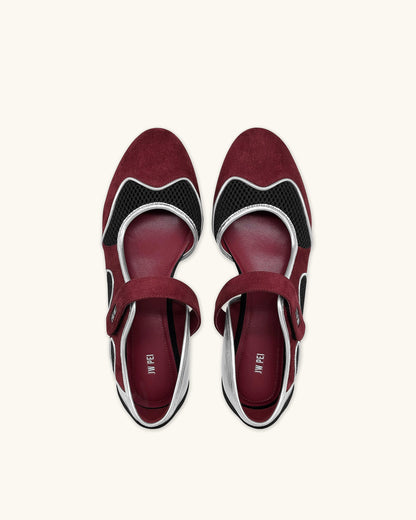 Zoe Mary Janes Flats – Burgundy Black | JW PEI