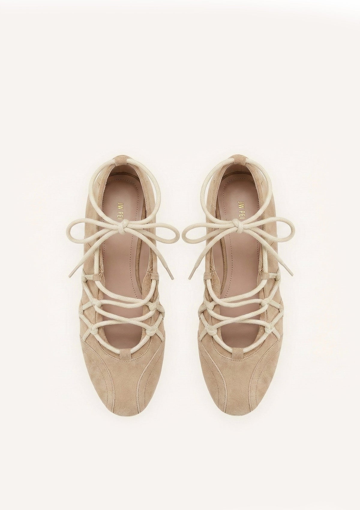 Iria Lace-Up Ballet Flats - Light Brown | JW PEI