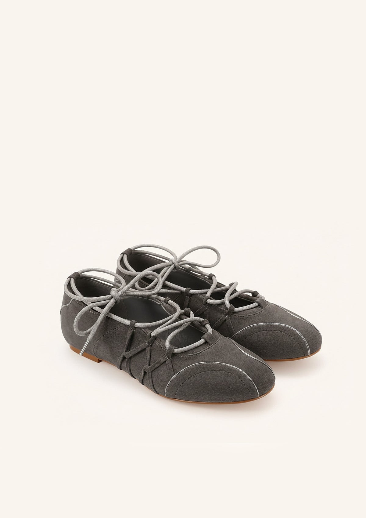 Iria Lace-Up Ballet Flats - Dark Grey | JW PEI