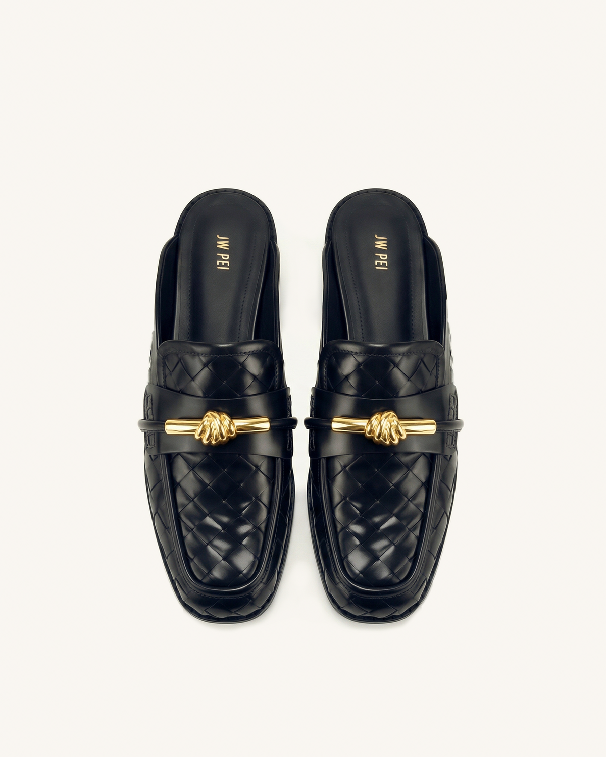 Elowen Woven Horsebit Mule Loafers - Black | JW PEI