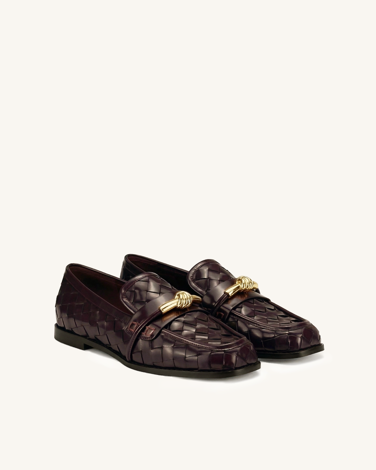 Elowen Woven Horsebit Loafers - Burgundy | JW PEI