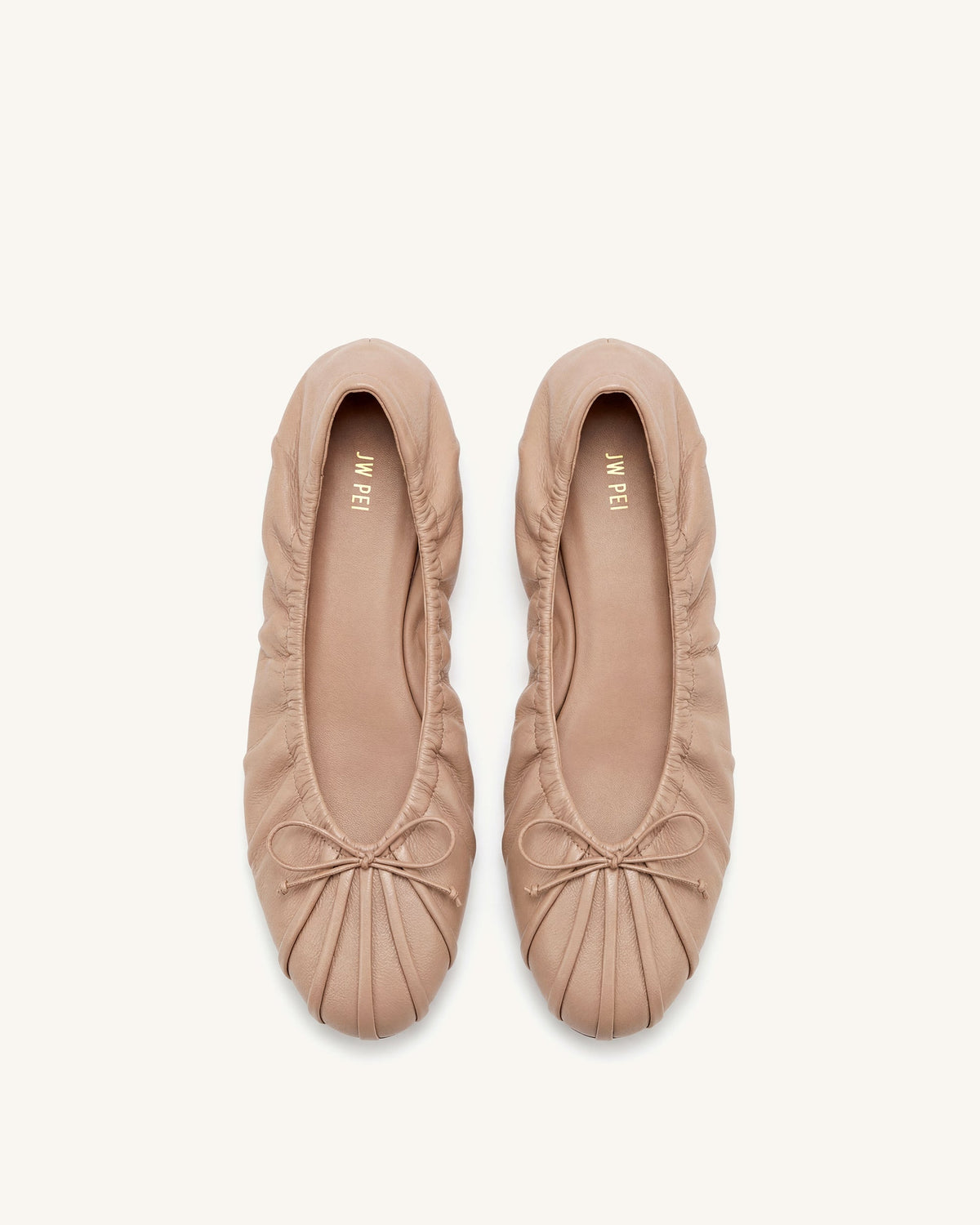 Solenne Ruched Drawstring Ballet Flats - Khaki | JW PEI