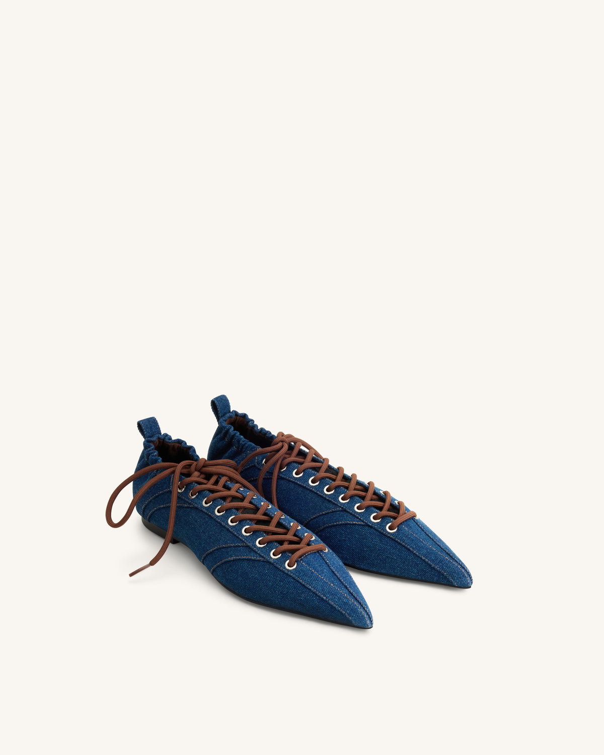 Ava Lace-Up Flats - Denim Blue | JW PEI