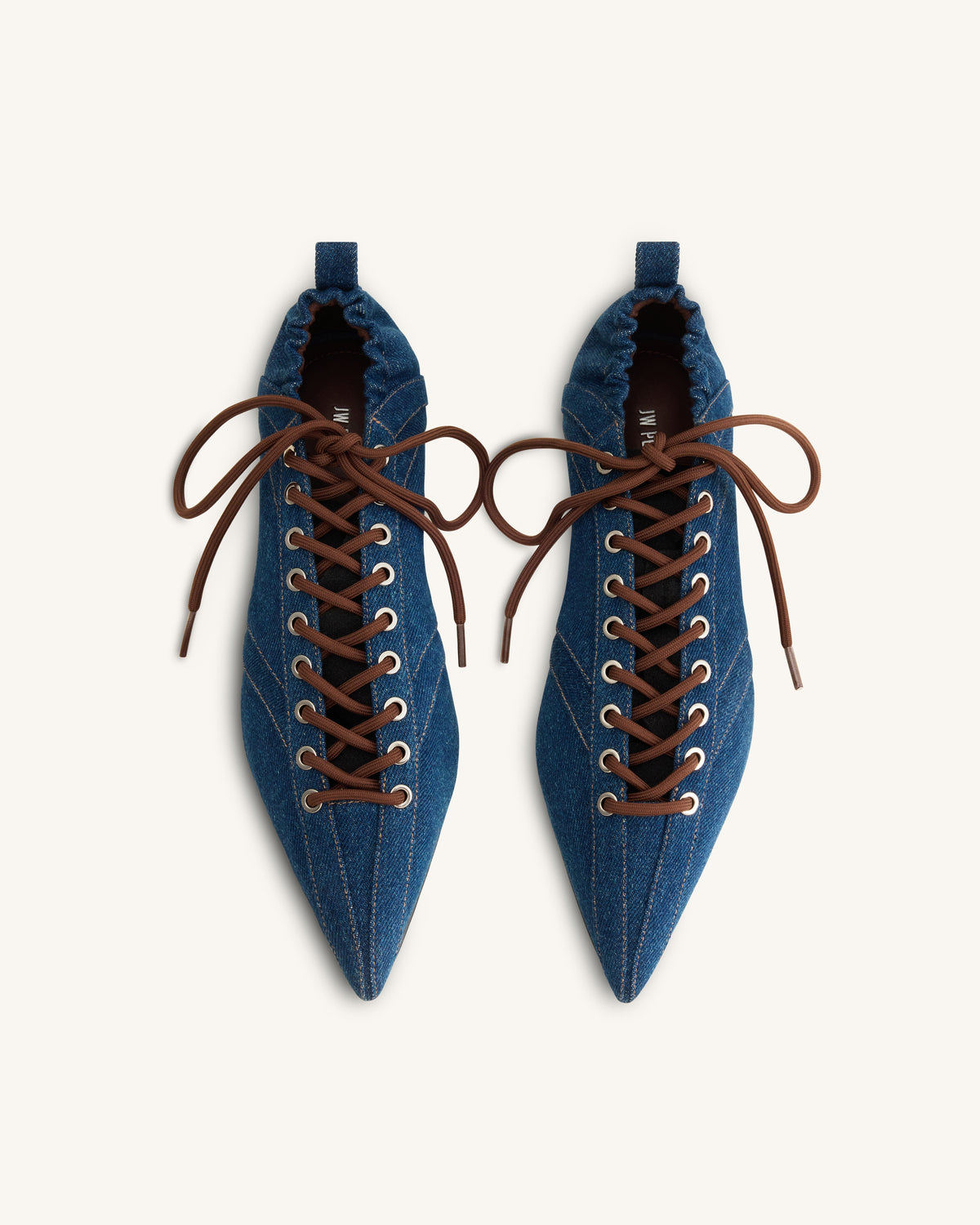 Ava Lace-Up Flats - Denim Blue | JW PEI