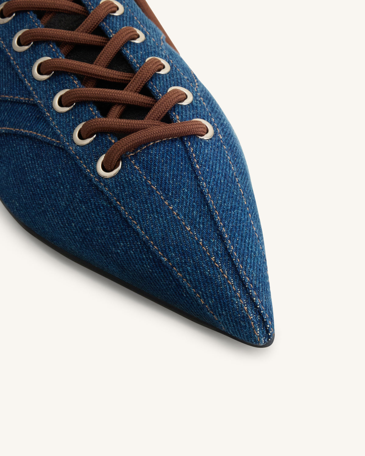 Ava Lace-Up Flats - Denim Blue | JW PEI
