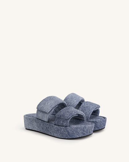 Lexi Denim Embossed Sandal - Blue | JW PEI
