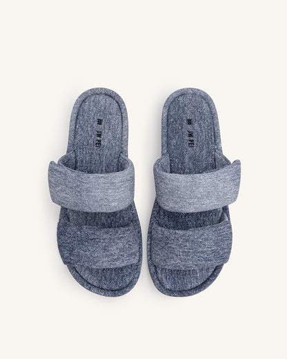 Lexi Denim Embossed Sandal - Blue | JW PEI