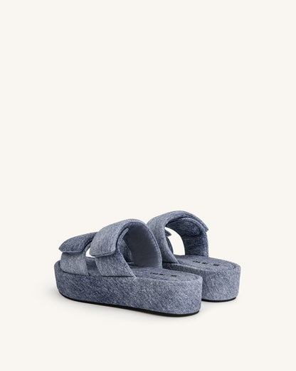 Lexi Denim Embossed Sandal - Blue | JW PEI