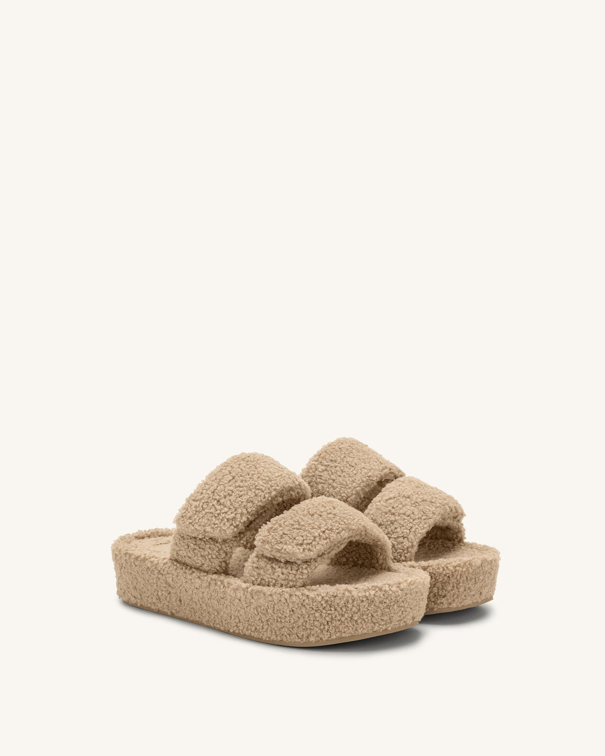 Lexi Faux Fur Platform Sandal - Beige | JW PEI