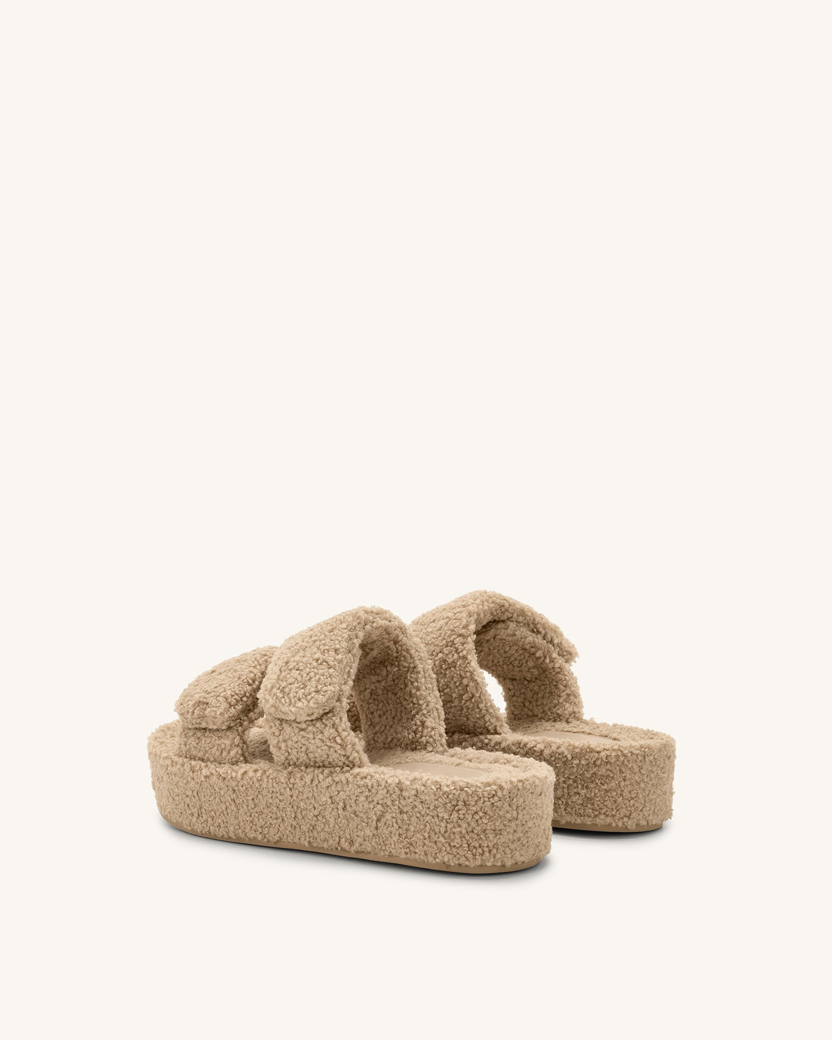 Lexi Faux Fur Platform Sandal - Beige | JW PEI
