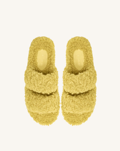 Lexi Faux Fur Platform Sandal - Yellow | JW PEI