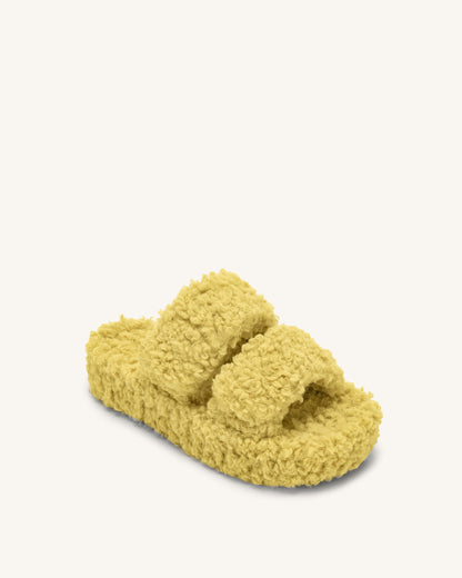Lexi Faux Fur Platform Sandal - Yellow | JW PEI