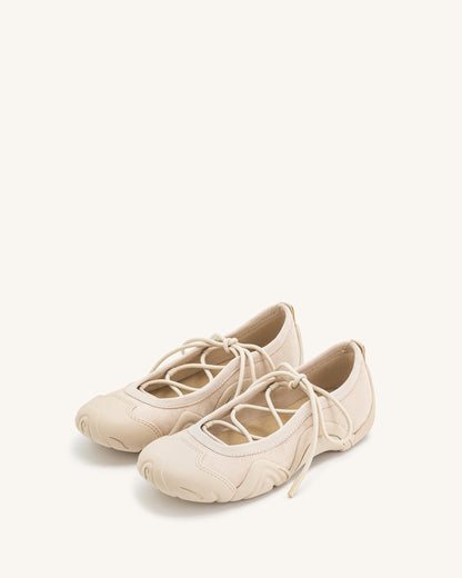 Caitlin Lace-up Ballerina Sneakers - Beige | JW PEI