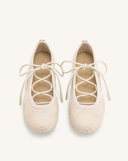 Caitlin Lace-up Ballerina Sneakers - Beige | JW PEI