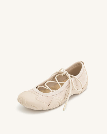 Caitlin Lace-up Ballerina Sneakers - Beige | JW PEI