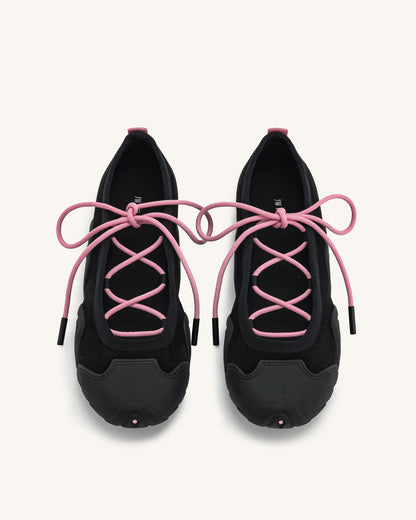 Caitlin Lace-up Ballerina Sneakers - Black | JW PEI