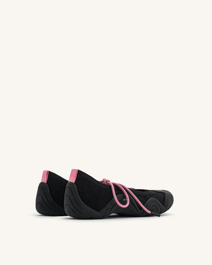 Caitlin Lace-up Ballerina Sneakers - Black | JW PEI
