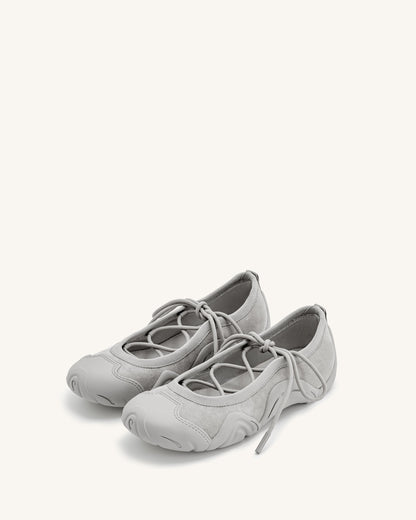 Caitlin Lace-up Ballerina Sneakers - Grey | JW PEI