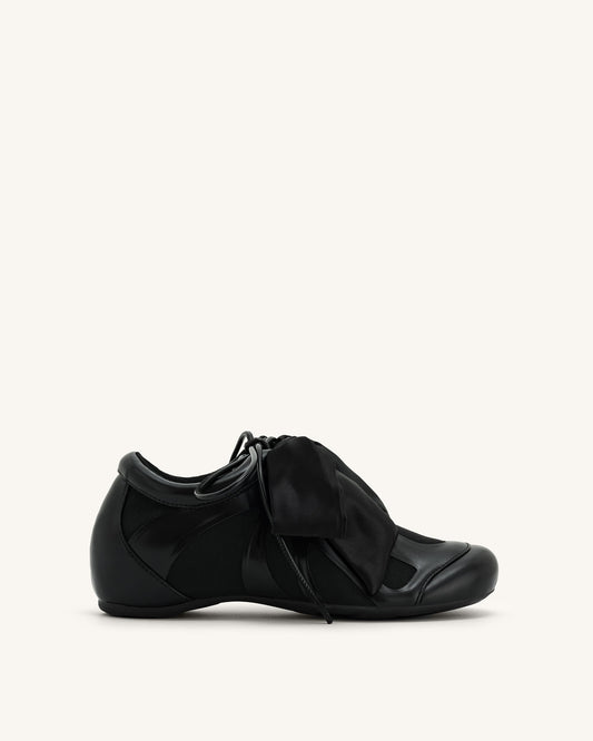 Rosie Bow Tie Low Top Sneakers - Black | JW PEI