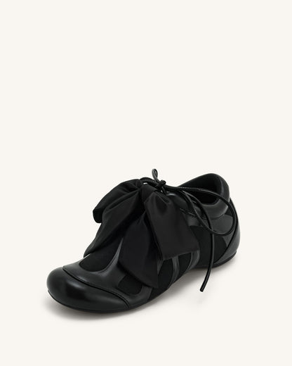 Rosie Bow Tie Low Top Sneakers - Black | JW PEI