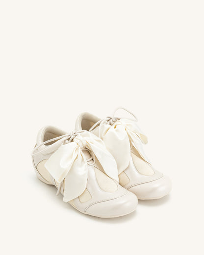 Rosie Bow Tie Low Top Sneakers - White | JW PEI