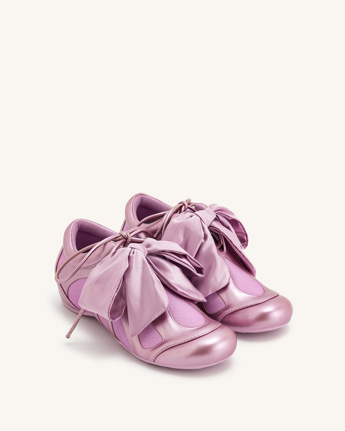 Rosie Metallic Bow Tie Low Top Sneakers - Pink | JW PEI