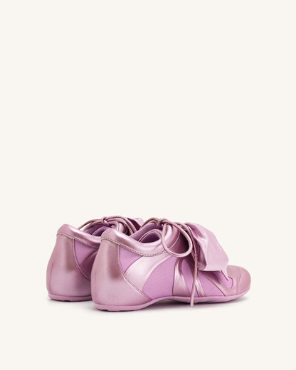 Rosie Metallic Bow Tie Low Top Sneakers - Pink | JW PEI