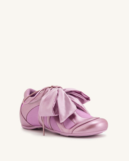 Rosie Metallic Bow Tie Low Top Sneakers - Pink | JW PEI
