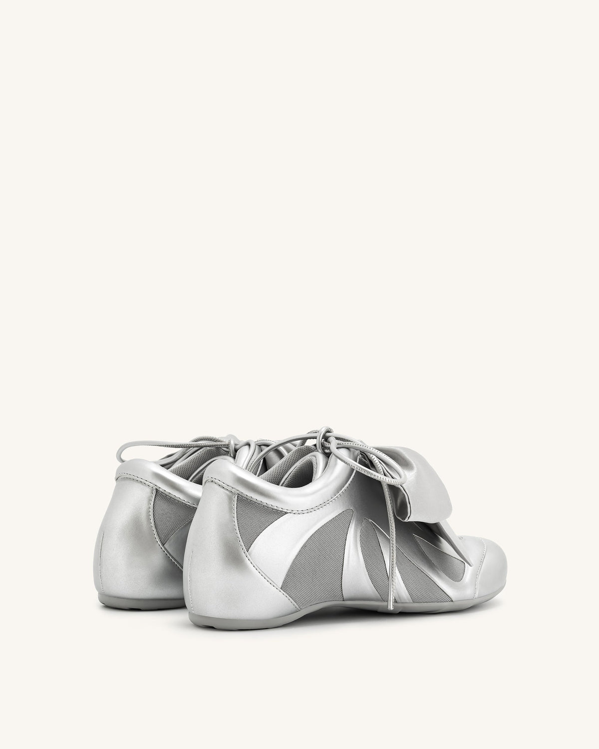 Rosie Metallic Bow Tie Low Top Sneakers - Silver | JW PEI