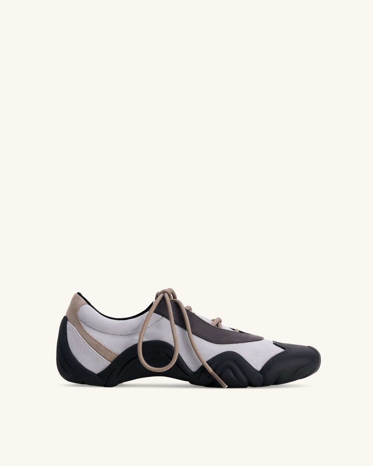 Caitlin Faux Suede Lace-up Ballerina Sneakers - Grey Mix | JW PEI