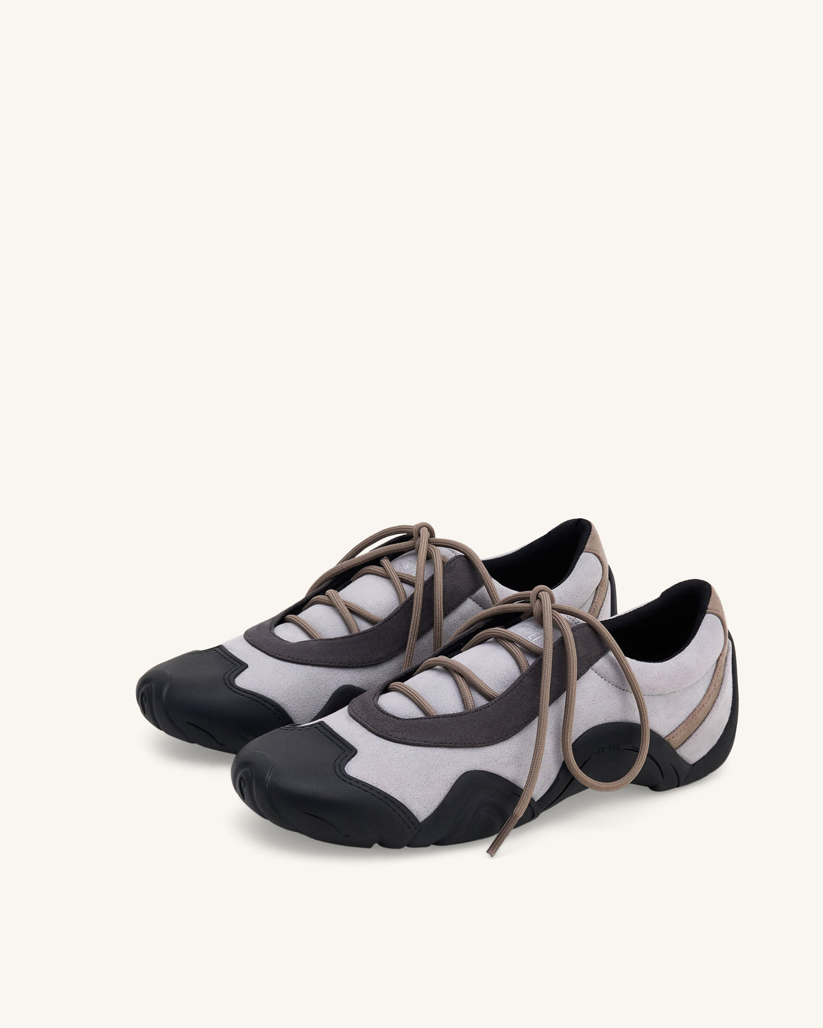 Caitlin Faux Suede Lace-up Ballerina Sneakers - Grey Mix | JW PEI