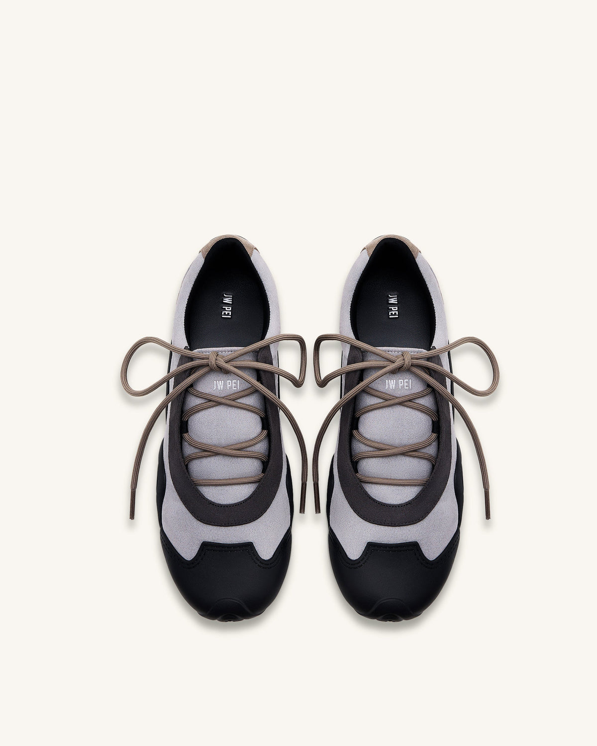 Caitlin Faux Suede Lace-up Ballerina Sneakers - Grey Mix | JW PEI