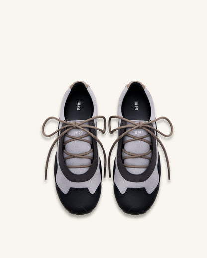 Caitlin Faux Suede Lace-up Ballerina Sneakers - Grey Mix | JW PEI